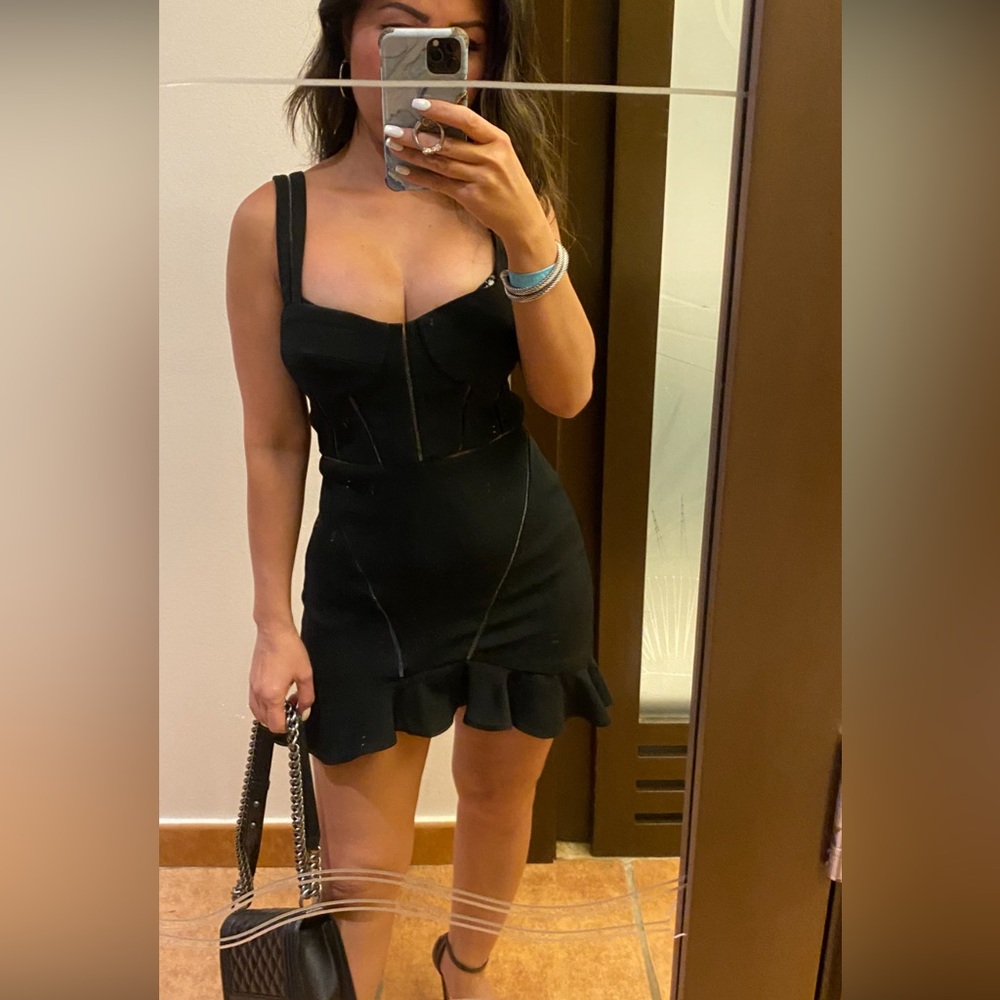 Jonathan Simkhai bustier mini ruffle hem dress 0 xs